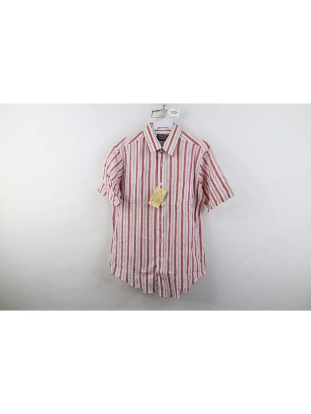Deadstock Vintage 90s Mens Large India Madras Striped Short Sleeve Button Shirt